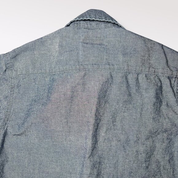 Wrangler Chambray Button Up Shirt Blue Western Style Long Sleeve Small - Picture 7 of 7